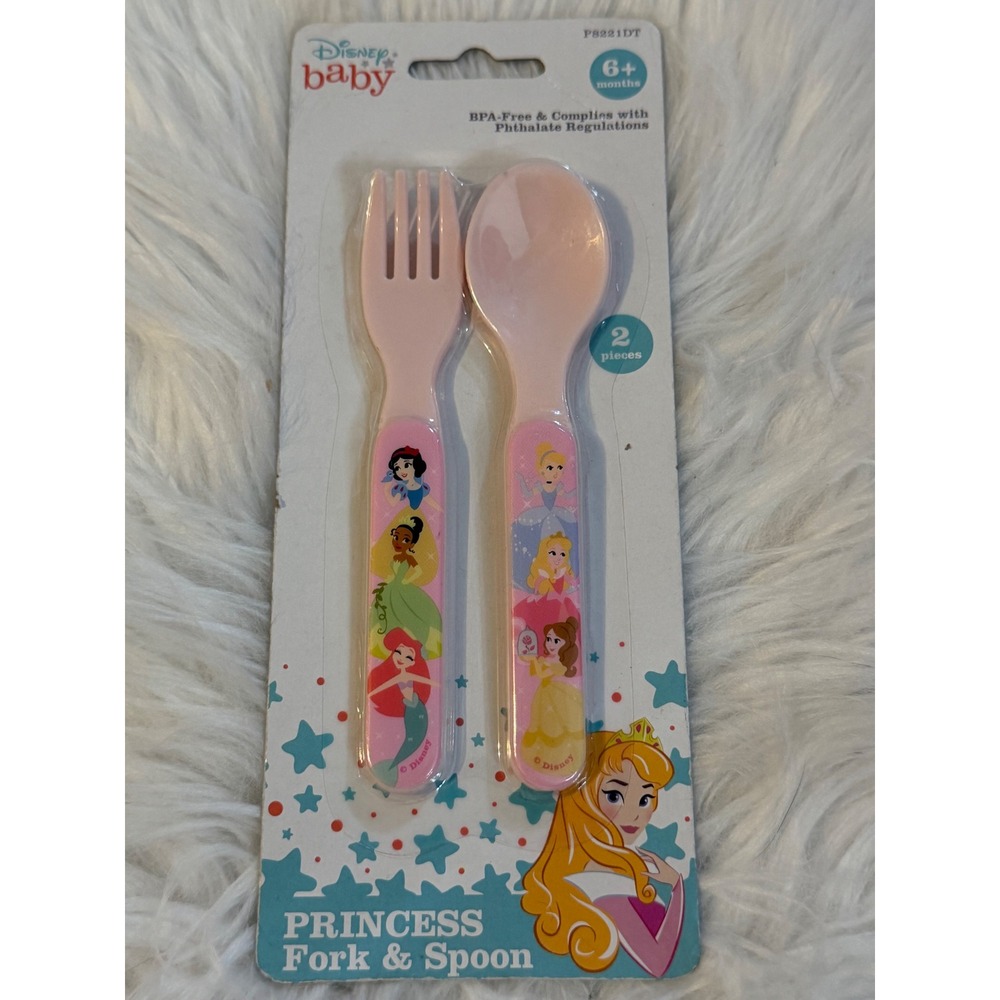 Disney Baby Princess Fork and Spoon Set BPA-Free Pink Toddler Utensils P8221DT
